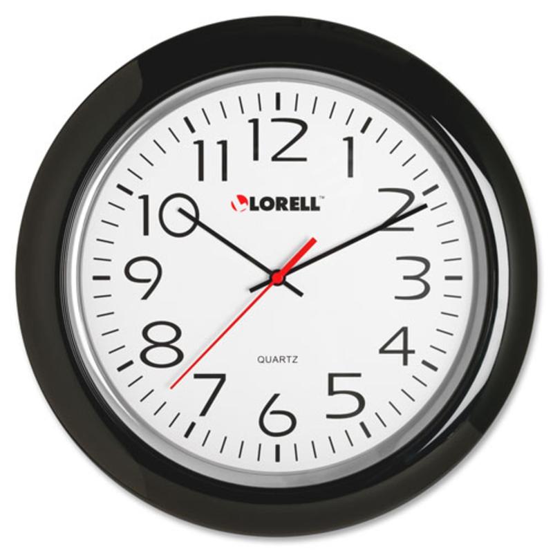 Lorell 13-1/4in Round Quartz Wall Clock, Black (Min Order Qty 3) MPN:60989