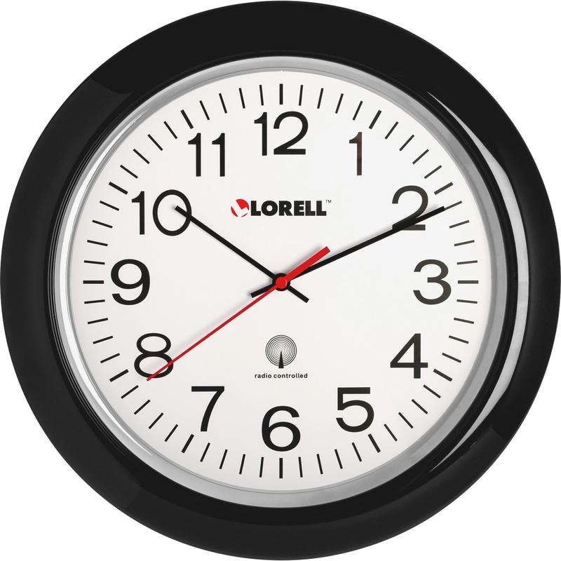 Lorell 13 1/4in Round Atomic Wood Wall Clock, Black (Min Order Qty 2) MPN:60994