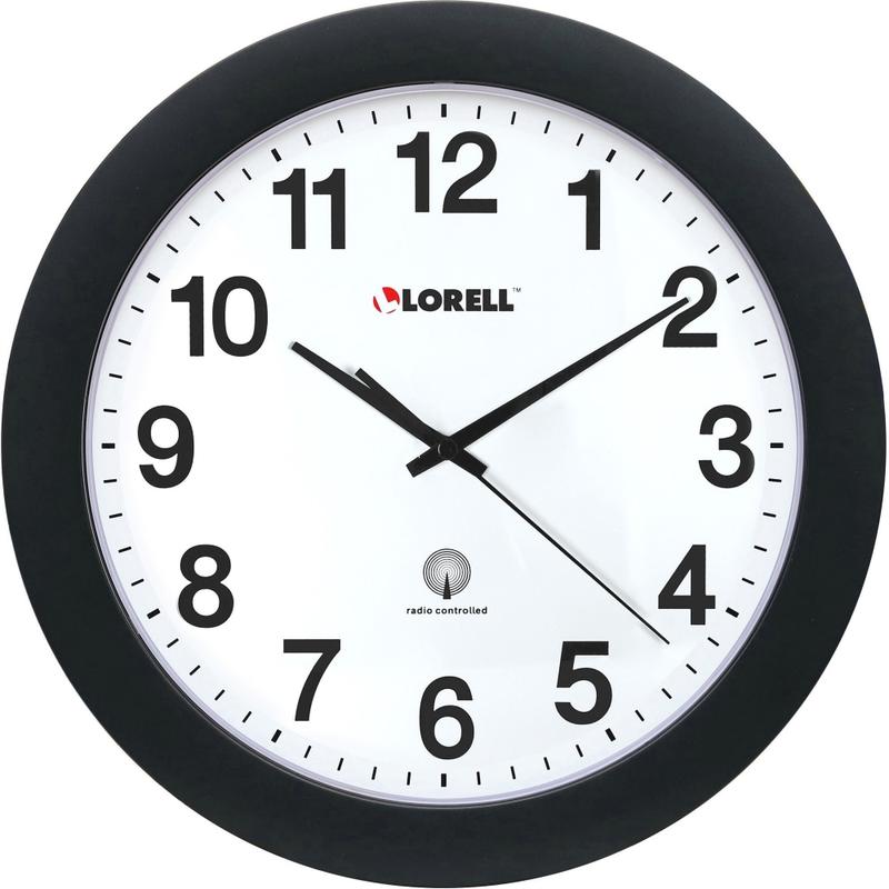 Lorell 12in Round Radio Controlled Wall Clock, Black (Min Order Qty 2) MPN:60997