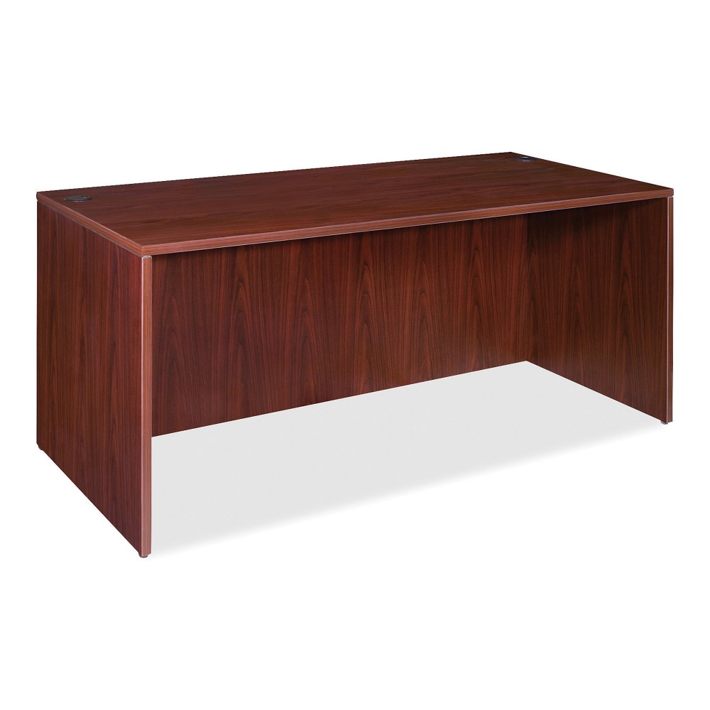 Lorell Essentials 66inW Rectangular Shell Computer Desk, Mahogany MPN:69372