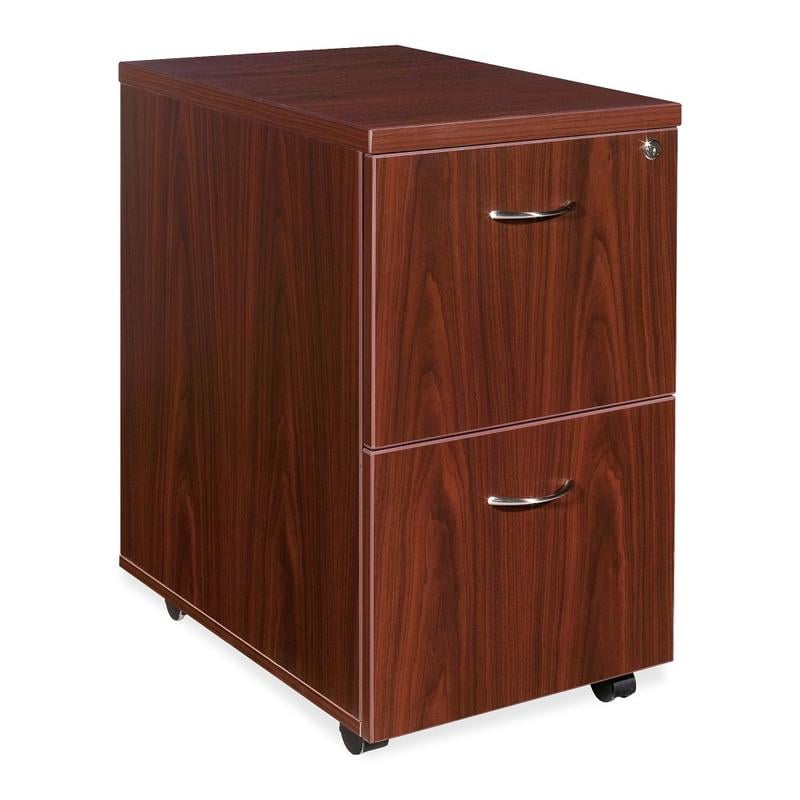 Lorell Essentials 22inD Vertical 2-Drawer Mobile Pedestal File Cabinet, Mahogany MPN:69397