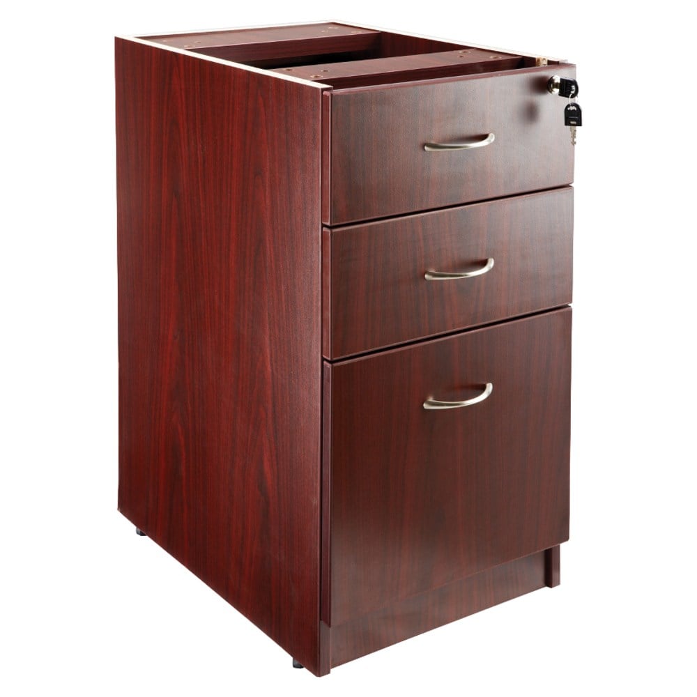 Lorell Essentials 16inW Vertical 3-Drawer Fixed Pedestal File Cabinet For Computer Desk, Mahogany MPN:69603