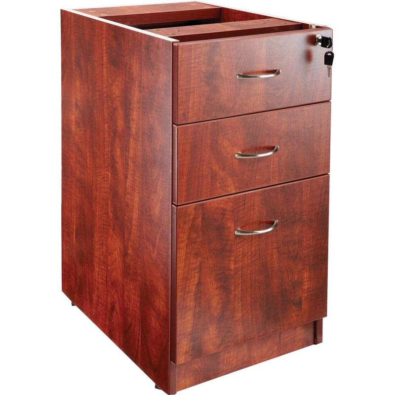 Lorell Essentials 16inW Vertical 3-Drawer Fixed Pedestal File Cabinet For Computer Desk, Cherry MPN:69604