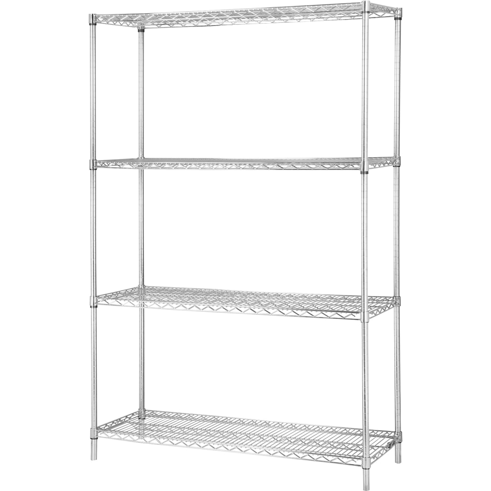 Lorell Industrial Chrome Wire Shelving Starter Kit, 48in W x 18inD, Steel/Chrome MPN:84181