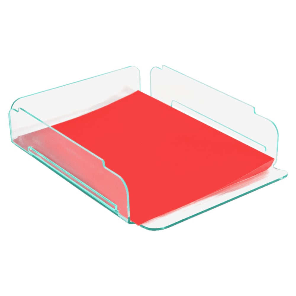 Lorell Acrylic Single Stacking Letter Tray, For * 1/2in x 11in Use, Clear/Green Edge (Min Order Qty 2) MPN:80654