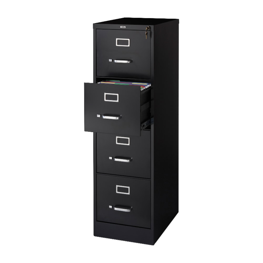 Lorell Fortress 22inD Vertical 4-Drawer Letter-Size File Cabinet, Black MPN:42294