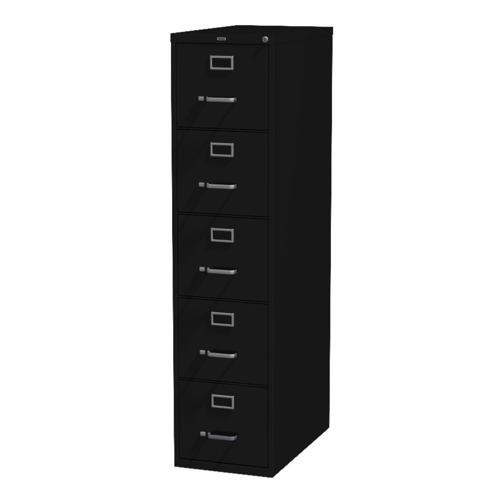 Lorell Fortress 26-1/2inD Vertical 5-Drawer Letter-Size File Cabinet, Black MPN:48498