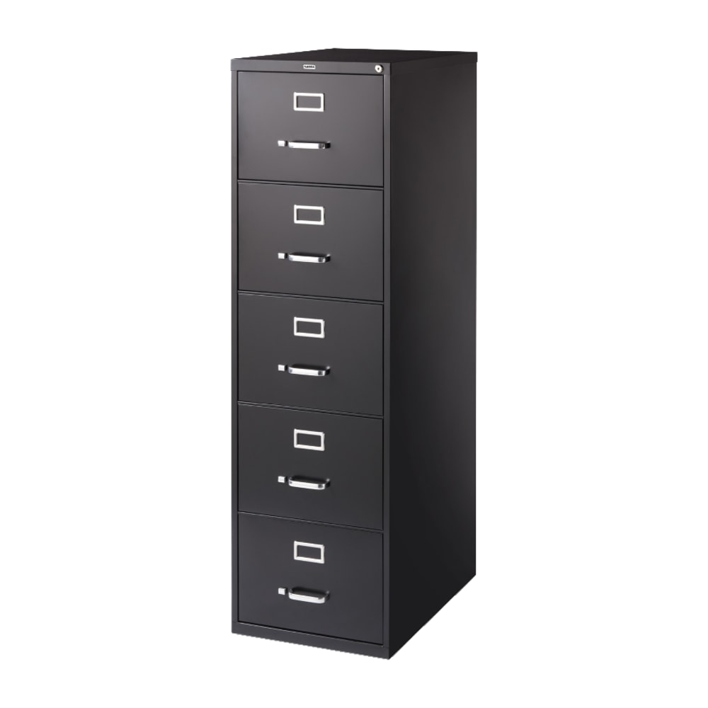 Lorell Fortress 26-1/2inD Vertical 5-Drawer Legal-Size File Cabinet, Black MPN:48501