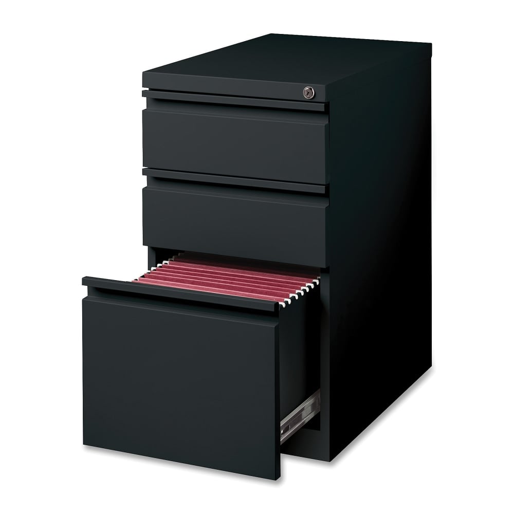 Lorell 22-7/8inD Vertical 3-Drawer Mobile Pedestal File Cabinet, Black MPN:49527