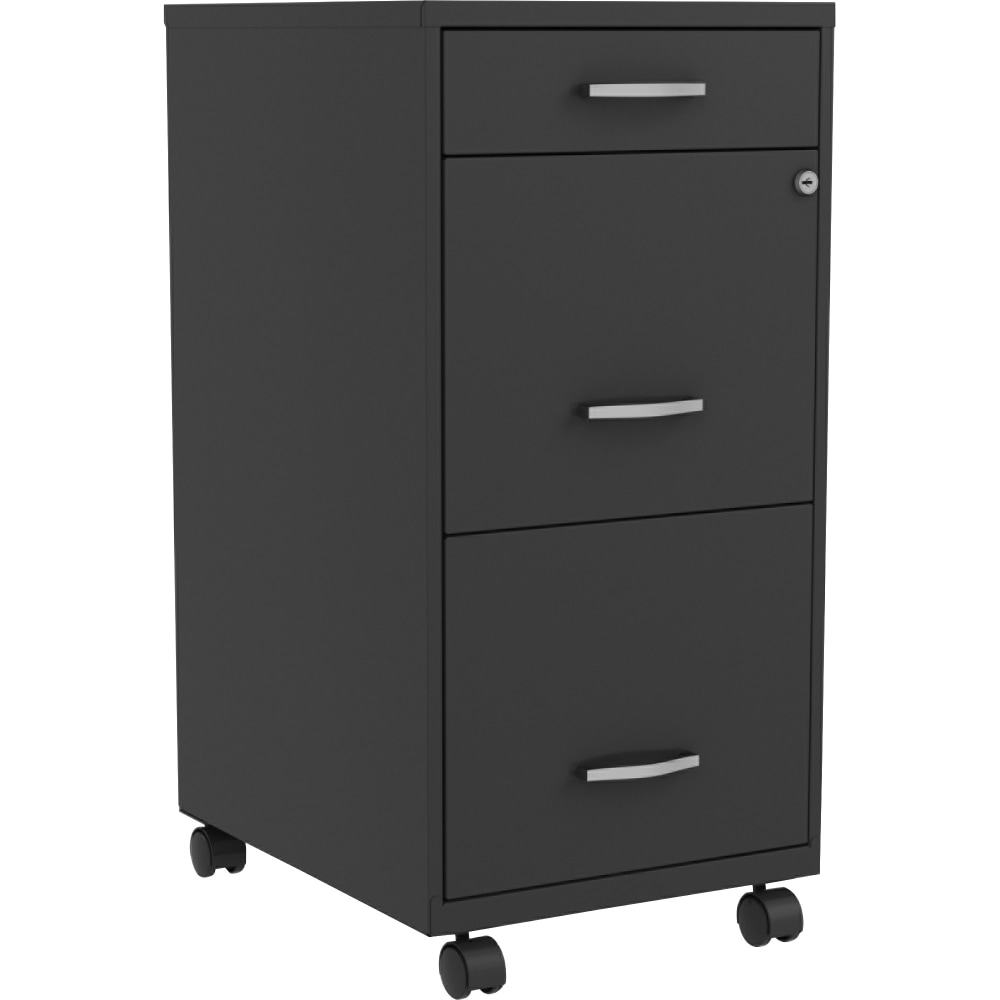 NuSparc 18in 3-Drawer Steel Mobile File Cabinet, Black, 1 Each MPN:VF318BMBK