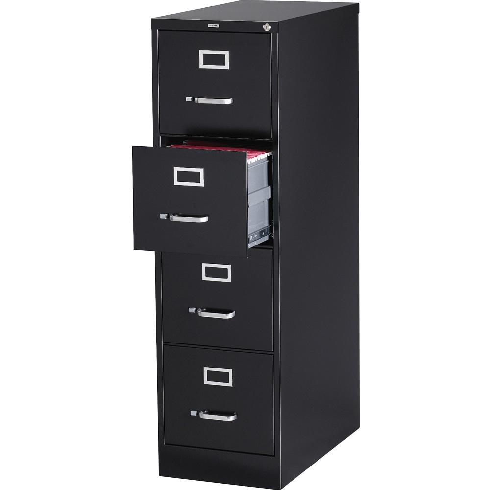 Lorell Fortress 26-1/2inD Vertical 4-Drawer Letter-Size File Cabinet, Black MPN:60191