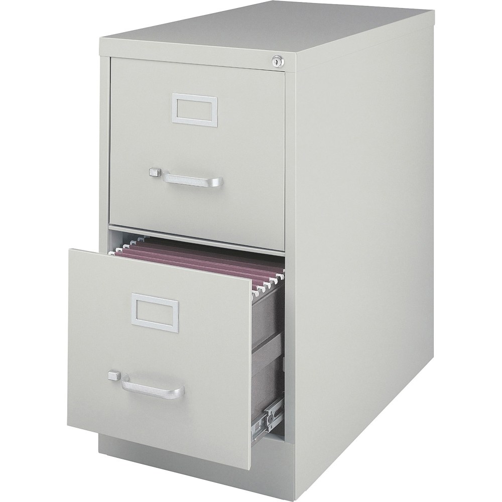 Lorell Fortress 26-1/2inD Vertical 2-Drawer Letter-Size File Cabinet, Light Gray MPN:60195