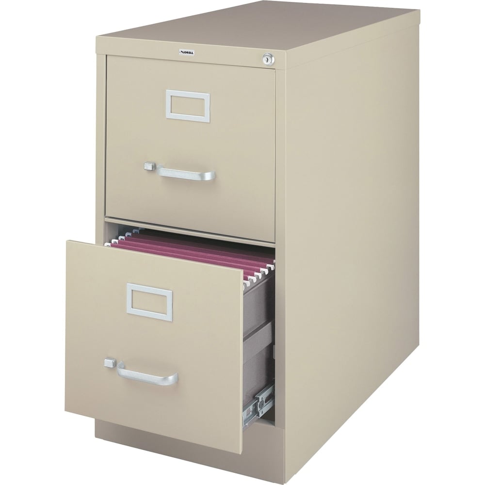 Lorell Fortress 26-1/2inD Vertical 2-Drawer Letter-Size File Cabinet, Putty MPN:60196