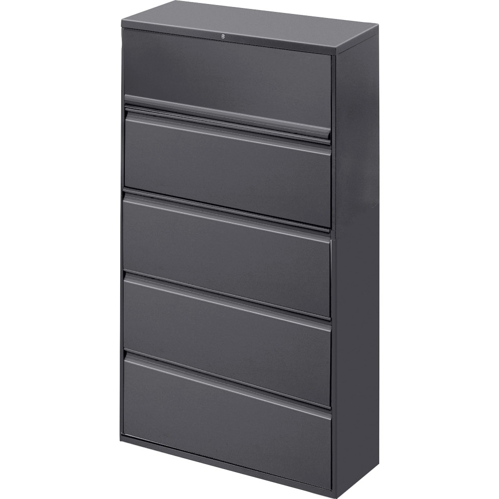 Lorell 42inW x 18-5/8inD Lateral 5-Drawer File Cabinet, Charcoal MPN:60434