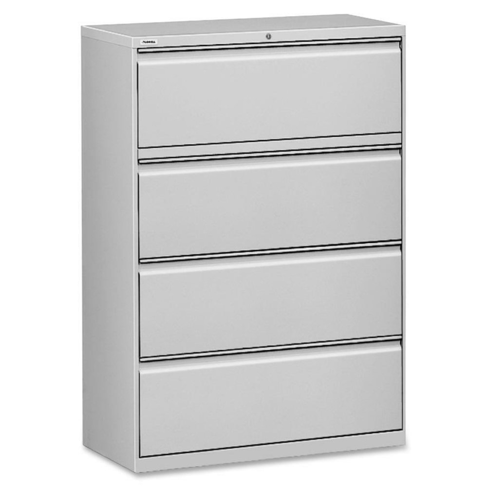 Lorell Fortress 42inW x 18-5/8inD Lateral 4-Drawer File Cabinet, Light Gray MPN:60436