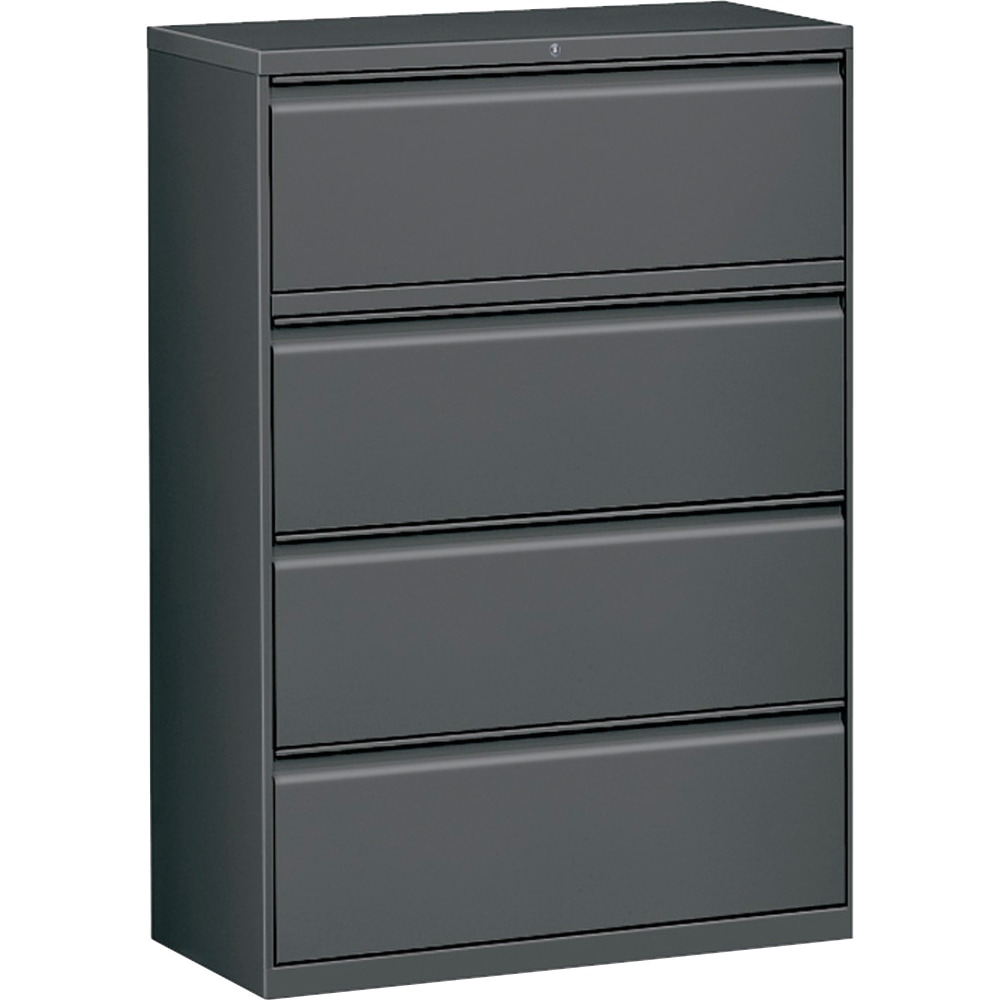 Lorell 42inW x 18-5/8inD Lateral 4-Drawer File Cabinet, Charcoal MPN:60437