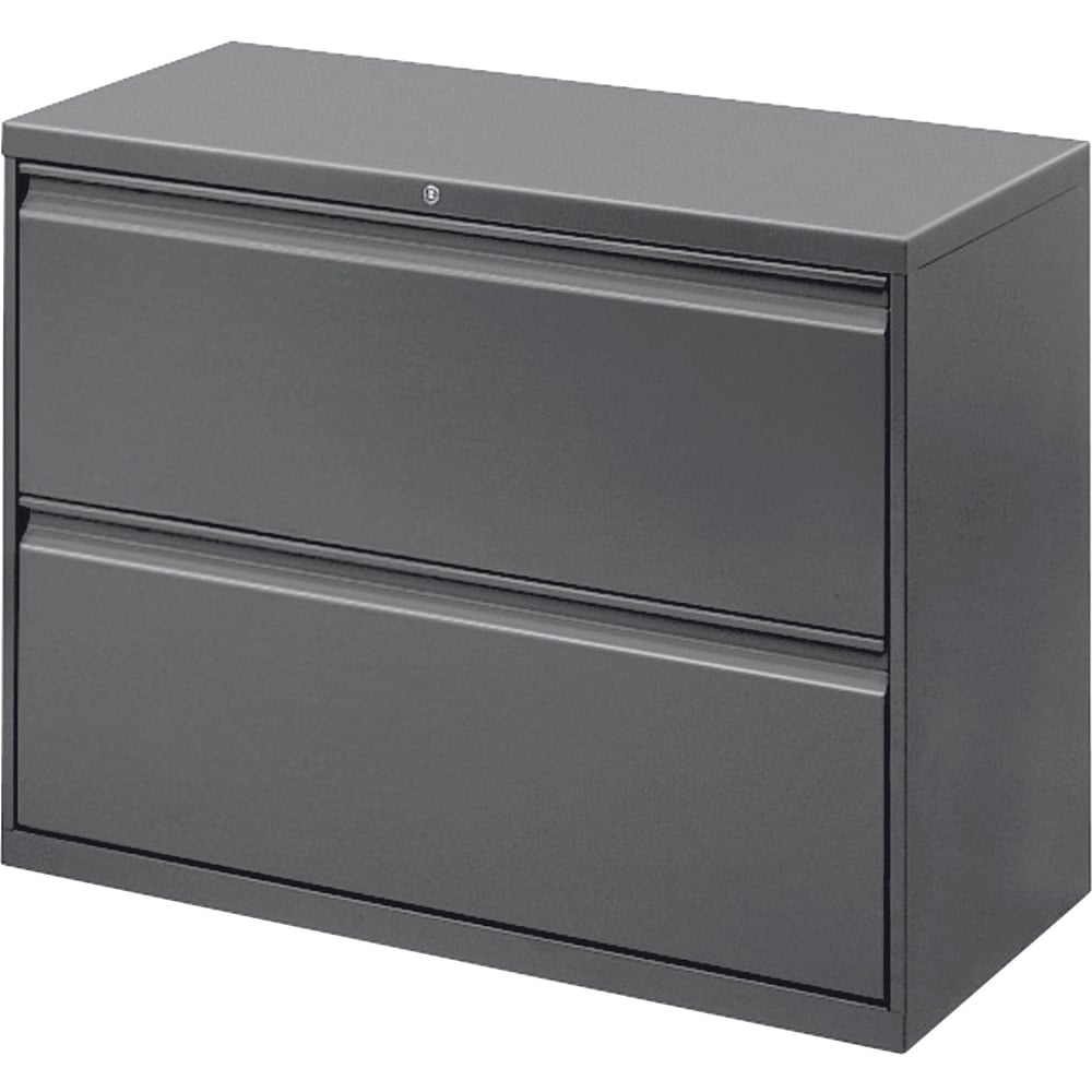 Lorell 42inW x 18-5/8inD Lateral 2-Drawer File Cabinet, Charcoal MPN:60440