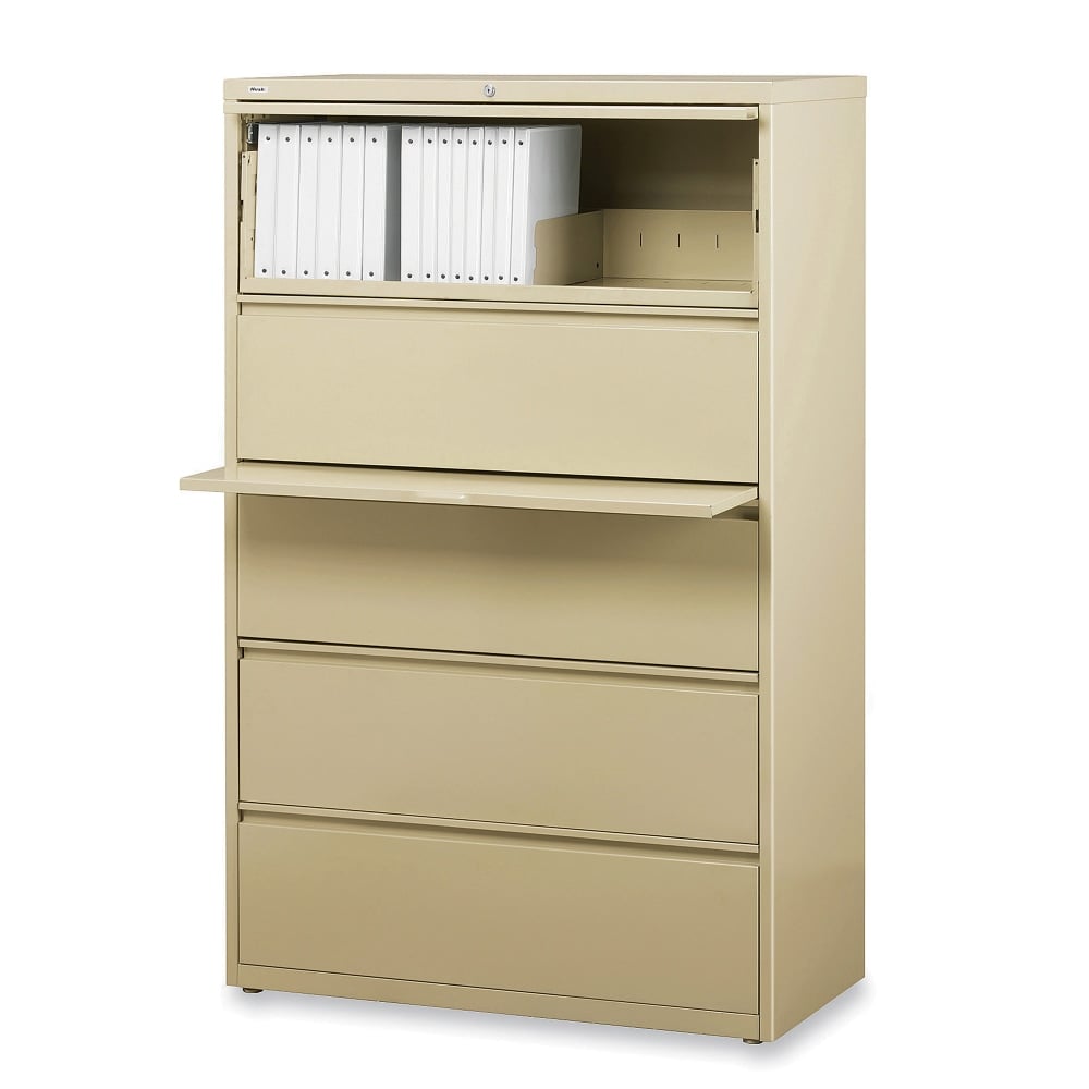 Lorell Fortress 36inW x 18-5/8inD Lateral 5-Drawer File Cabinet, Putty MPN:60441