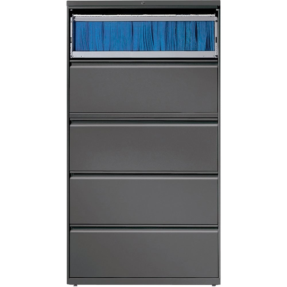 Lorell 36inW x 18-5/8inD Lateral 5-Drawer File Cabinet, Charcoal MPN:60443