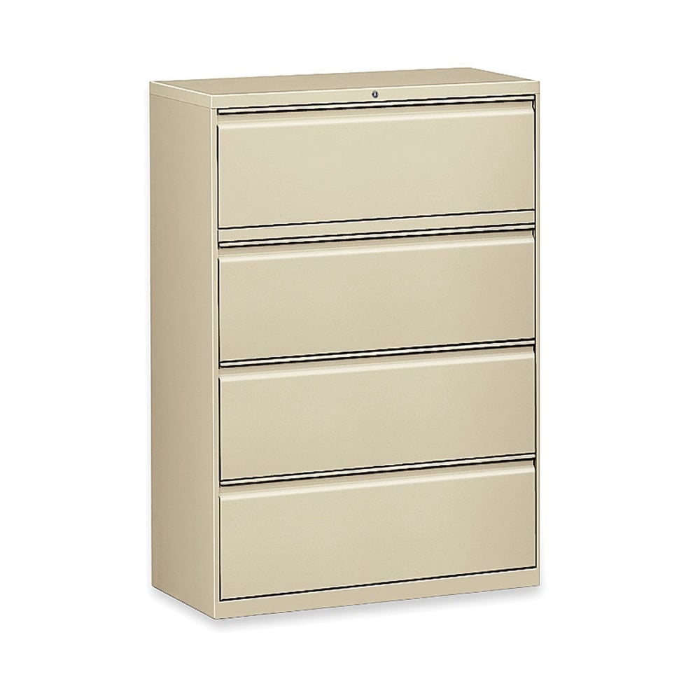 Lorell Fortress 36inW x 18-5/8inD Lateral 4-Drawer File Cabinet, Putty MPN:60444