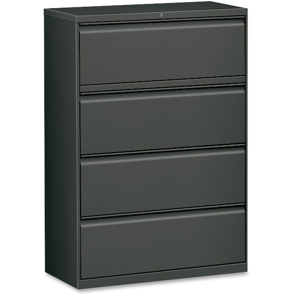 Lorell 36inW x 18-5/8inD Lateral 4-Drawer File Cabinet, Charcoal MPN:60446