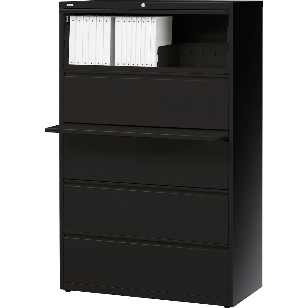 Lorell Fortress 42inW x 18-5/8inD Lateral 5-Drawer File Cabinet, Black MPN:60550