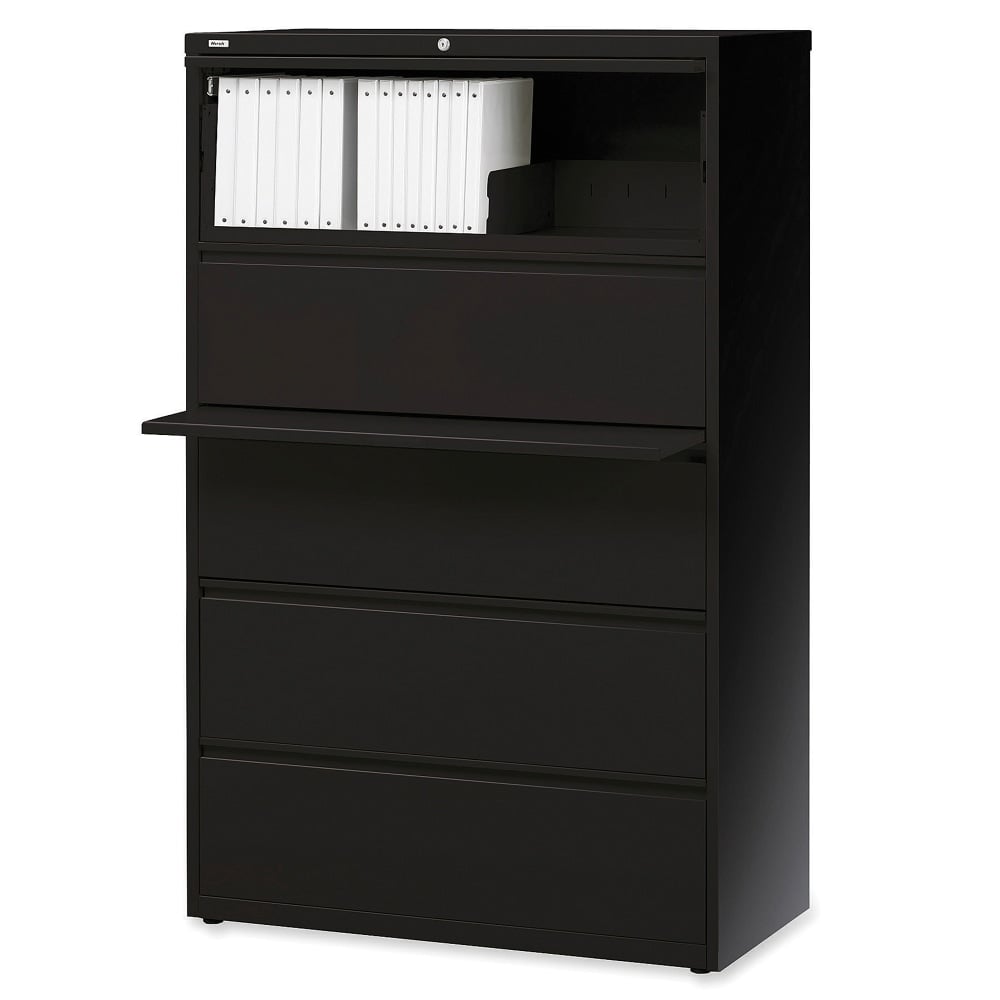 Lorell Fortress 36inW x 18-5/8inD Lateral 5-Drawer File Cabinet, Black MPN:60551