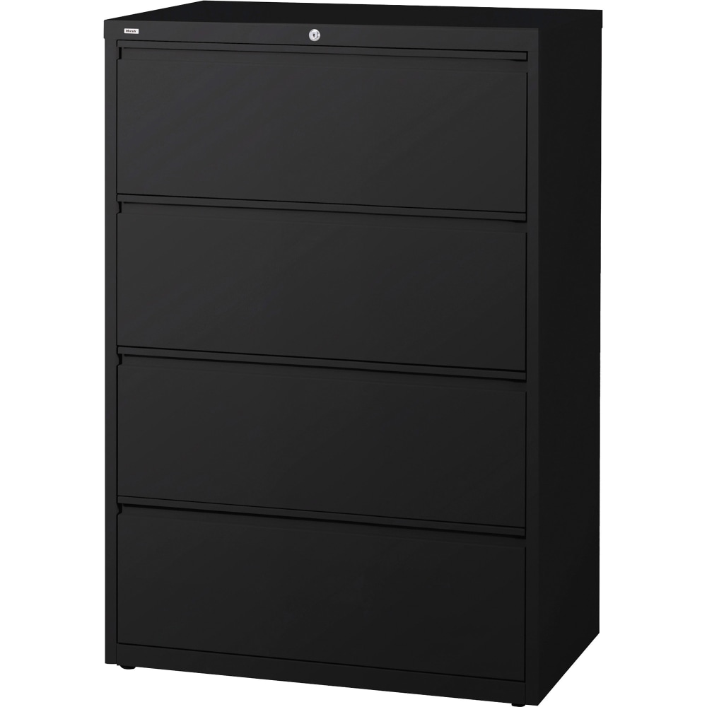 Lorell Fortress 42inW x 18-5/8inD Lateral 4-Drawer File Cabinet, Black MPN:60552