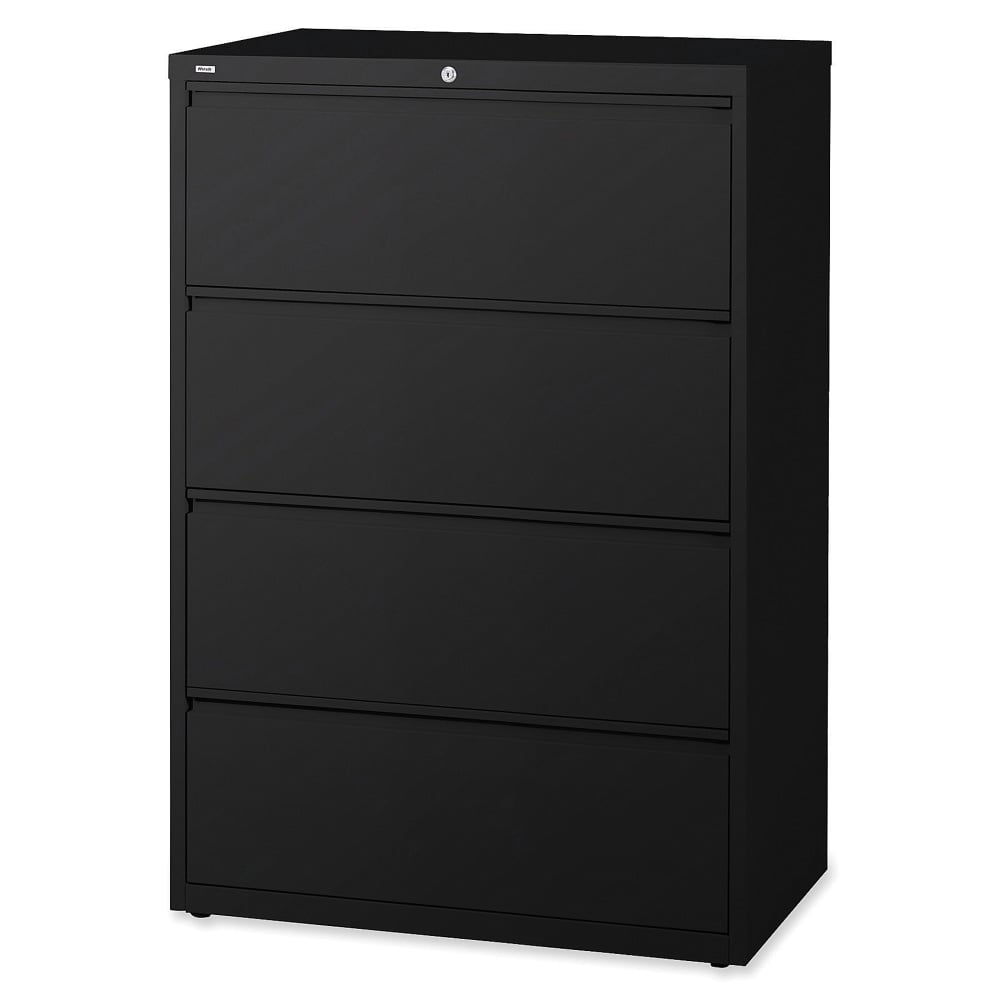 Lorell Fortress 36inW x 18-5/8inD Lateral 4-Drawer File Cabinet, Black MPN:60553