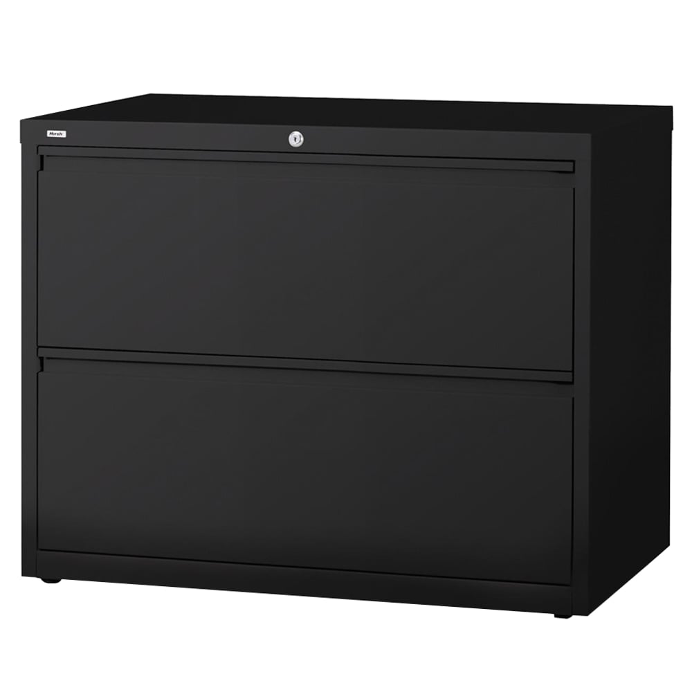 Lorell Fortress 42inW x 18-5/8inD Lateral 2-Drawer File Cabinet, Black MPN:60554