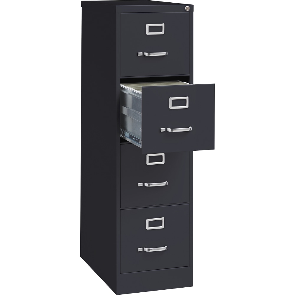 Lorell Fortress 25inD Vertical 4-Drawer File Cabinet, Black MPN:60650