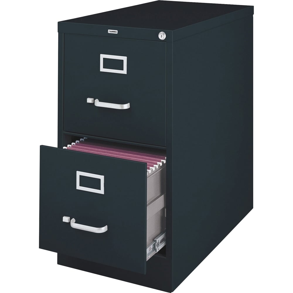 Lorell Fortress 26-1/2inD Vertical 2-Drawer Legal-Size File Cabinet, Black MPN:60661