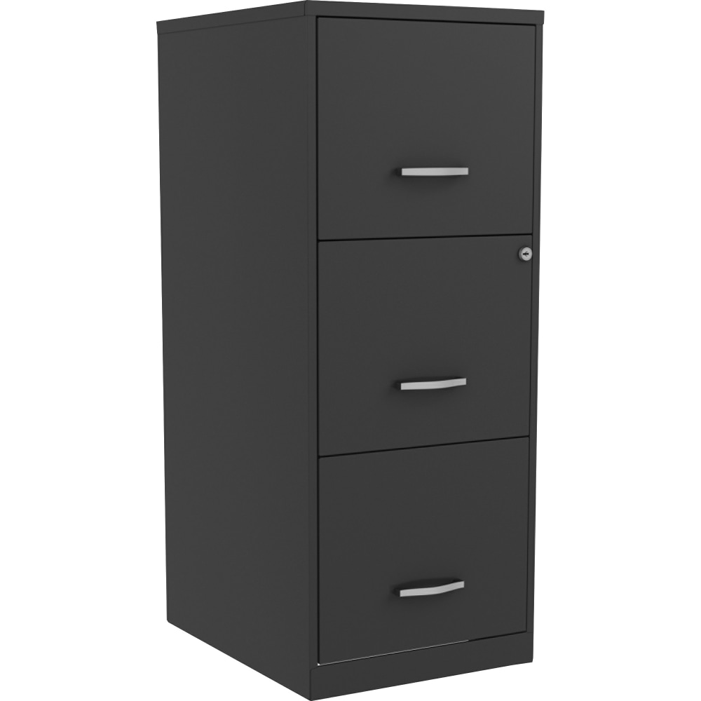 NuSparc 18in 3-Drawer Vertical Steel Filing Cabinet, Black, 1 Each MPN:VF318FFBK