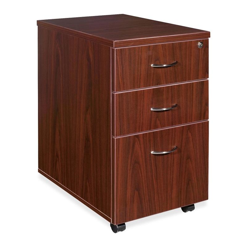 Lorell Essentials 22inD Vertical 3-Drawer Mobile Pedestal File Cabinet, Mahogany MPN:69395