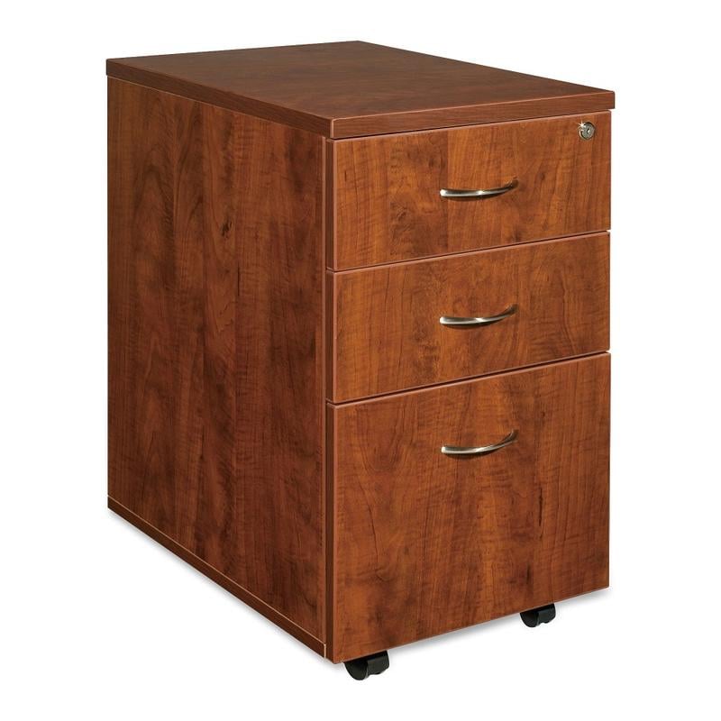 Lorell Essentials 22inD Vertical 3-Drawer Mobile Pedestal File Cabinet, Cherry MPN:69430