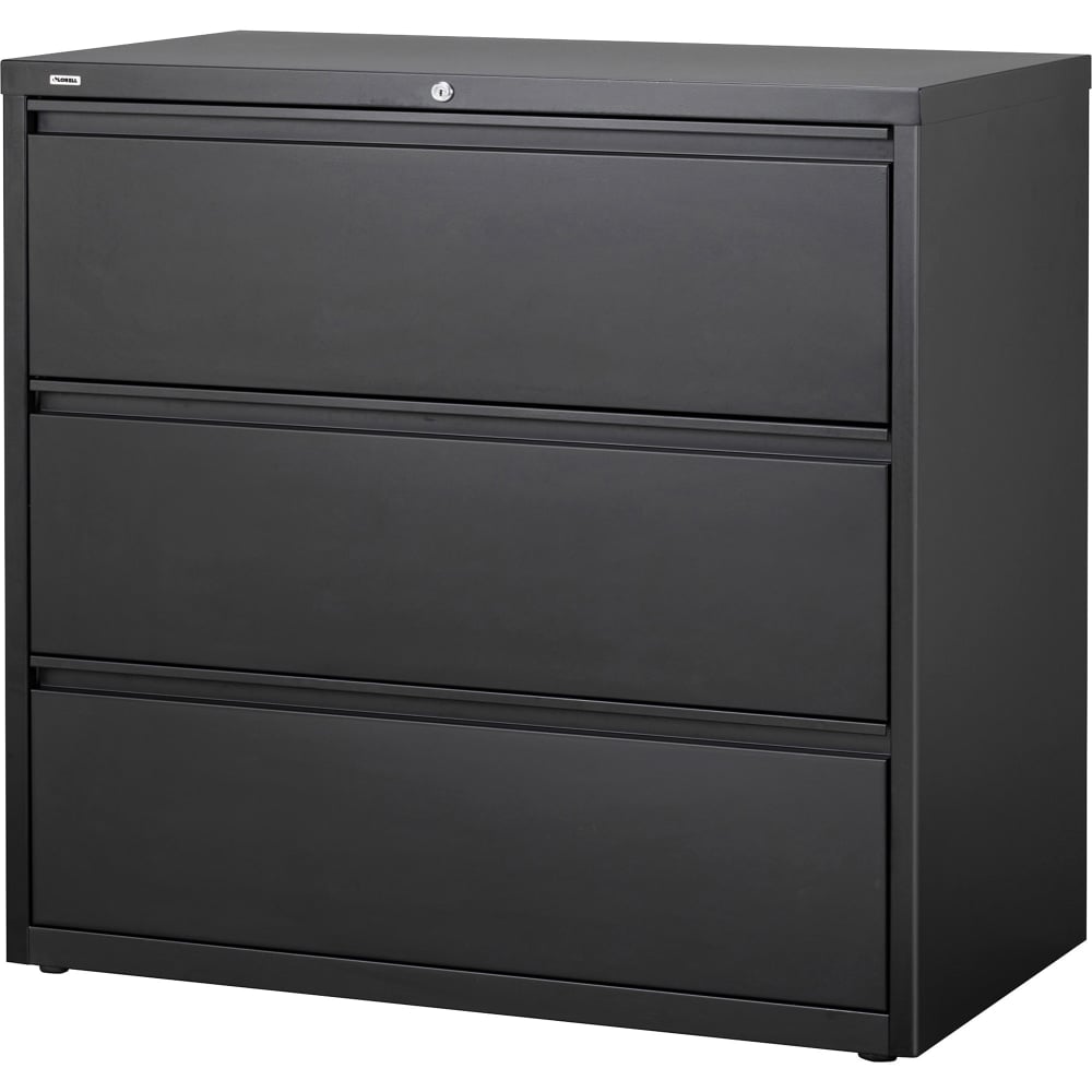 Lorell 42inW x 18-5/8inD Lateral 3-Drawer File Cabinet, Black MPN:88031