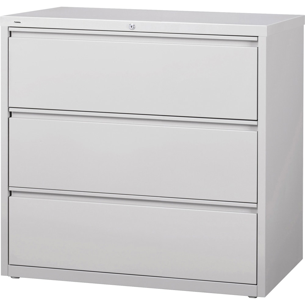 Lorell 42inW x 18-5/8inD Lateral 3-Drawer File Cabinet, Light Gray MPN:88032