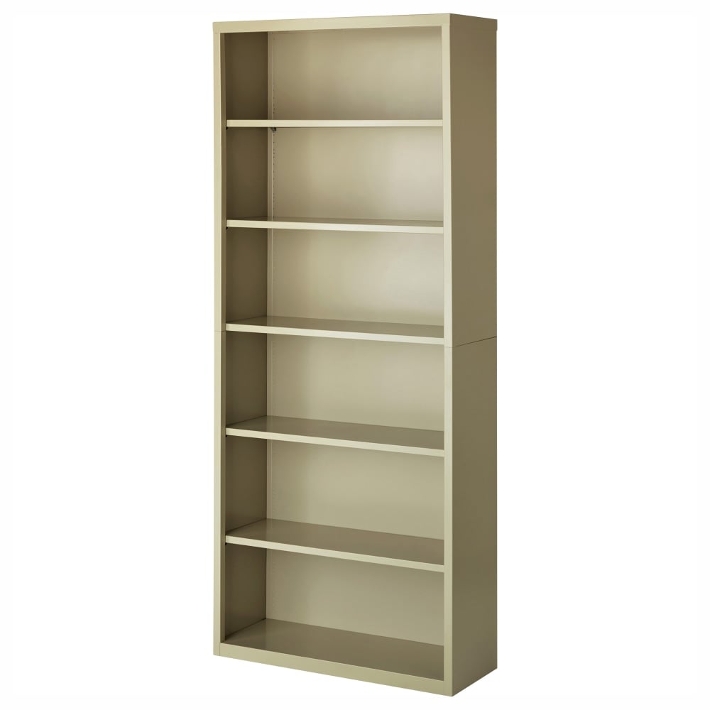 Lorell Fortress Series Steel Modular Shelving Bookcase, 6-Shelf, 82inH x 34-1/2inW x 13inD, Putty MPN:41293