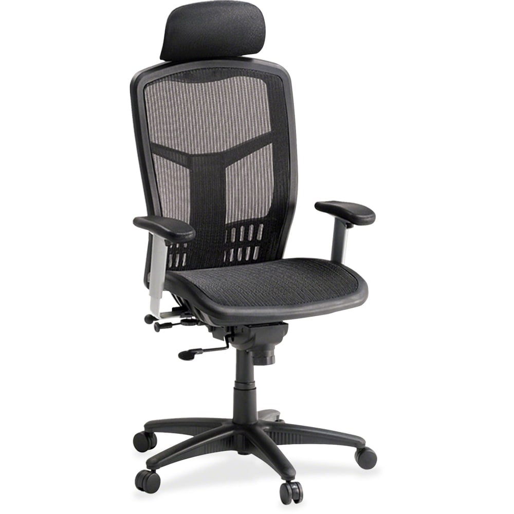 Lorell Ergomesh High-Back Chair With Adjustable Headrest, Black MPN:60324