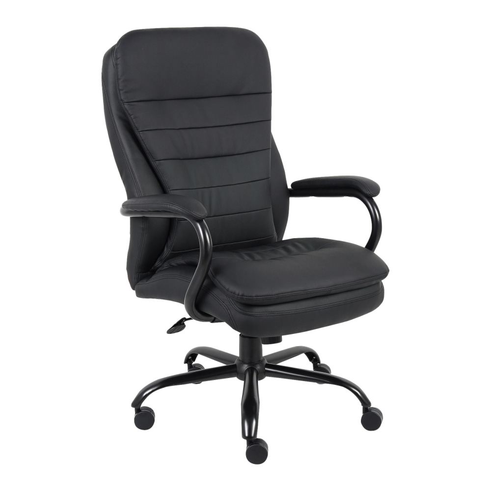 Lorell Big & Tall Double Cushion Ergonomic Bonded Leather Executive Chair, Black MPN:62624