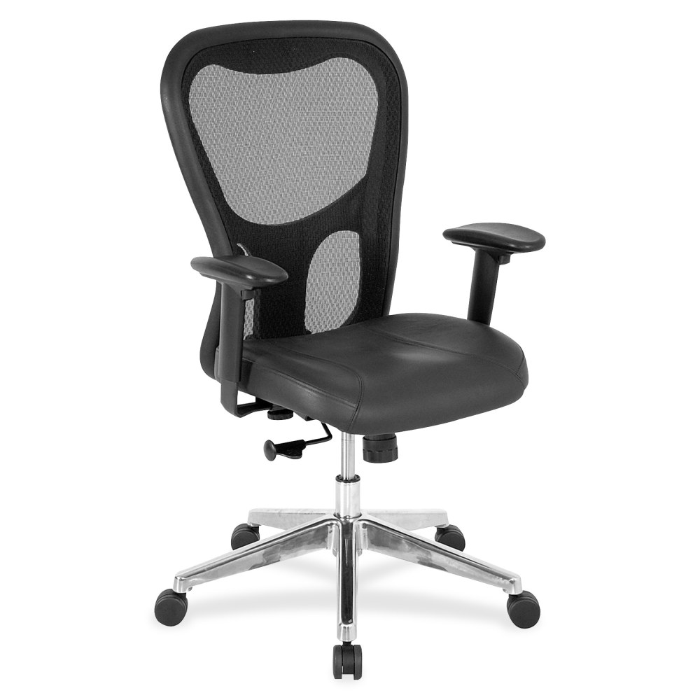 Lorell Executive Ergonomic Bonded Leather/Mesh Mid-Back Chair, Black MPN:85036