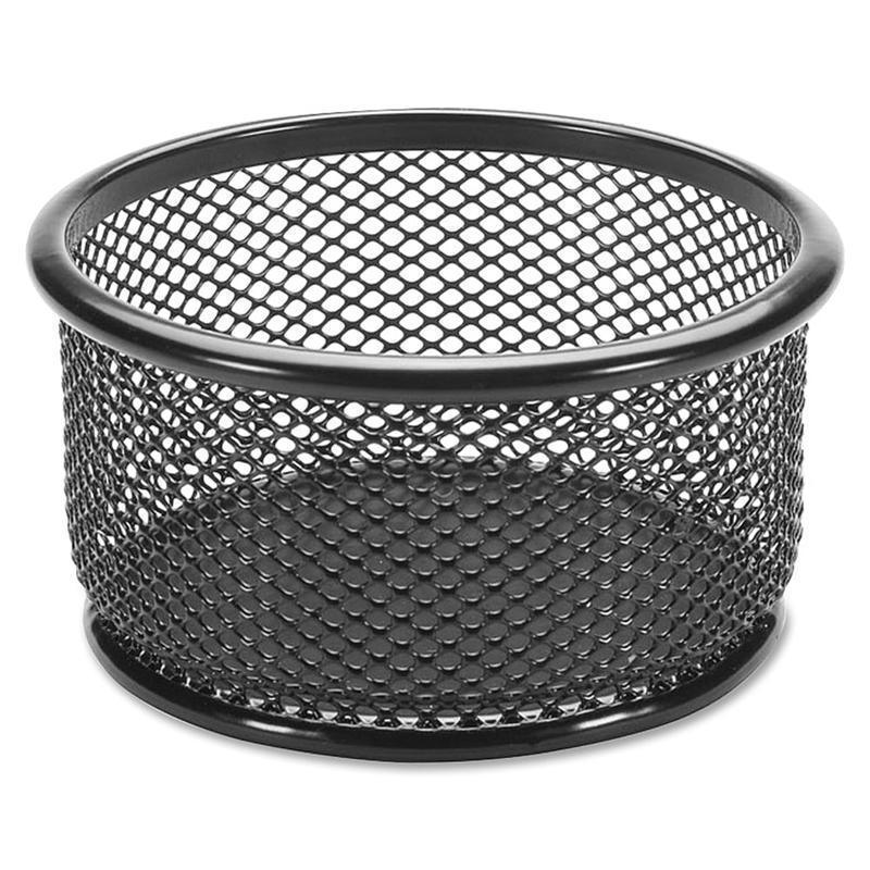 Lorell Mesh Round Paper Clip Holder, Black (Min Order Qty 12) MPN:84150