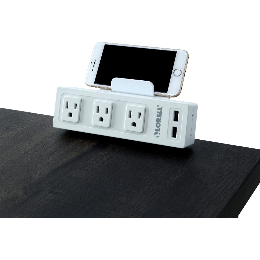 Lorell AC/USB Power Center, Desktop Mount, White MPN:33997