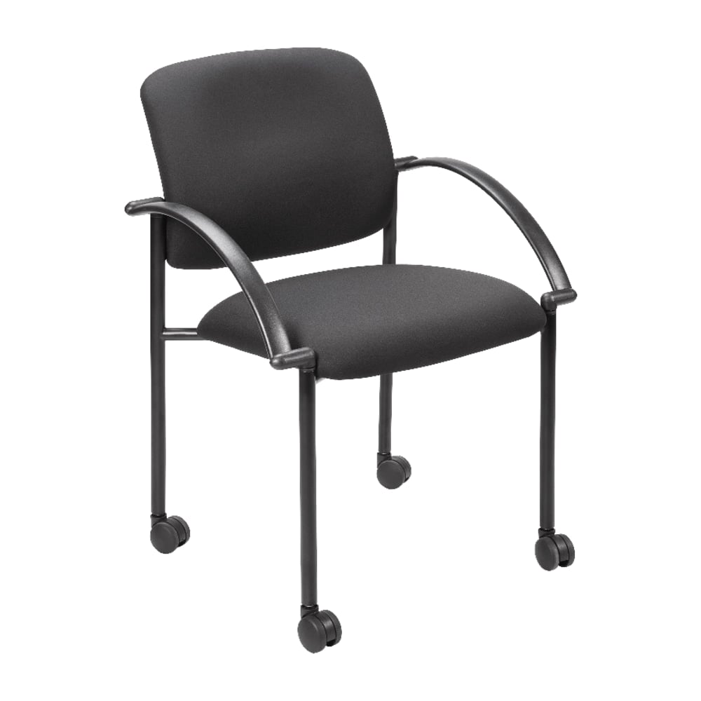 Lorell Mobile Stacking Guest Chair With Arms, Black, 2 Per Set MPN:65965