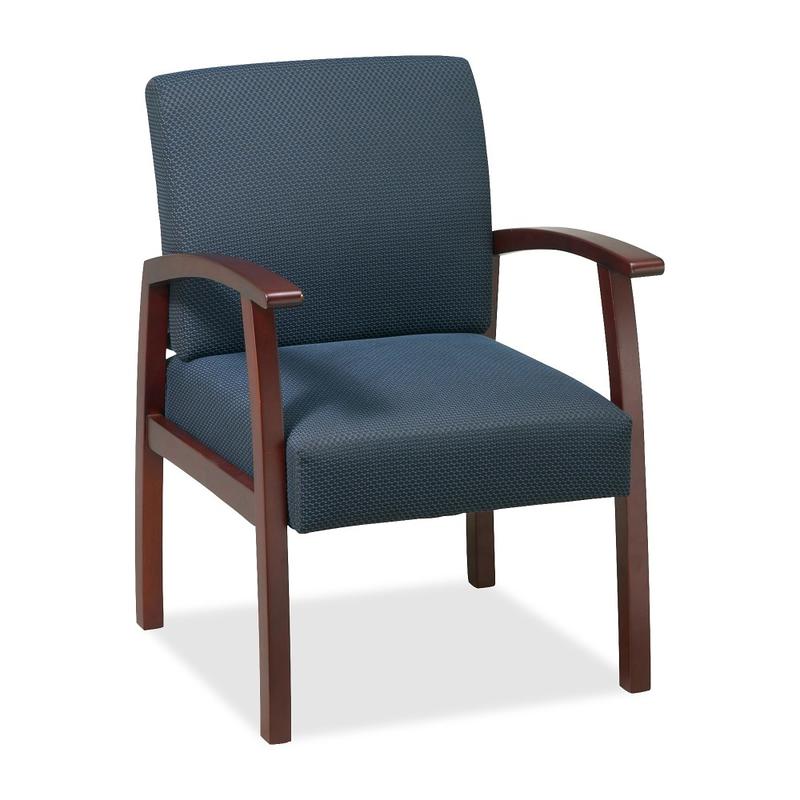 Lorell Wood Guest Chair, Midnight Blue Fabric/Cherry Frame MPN:68553