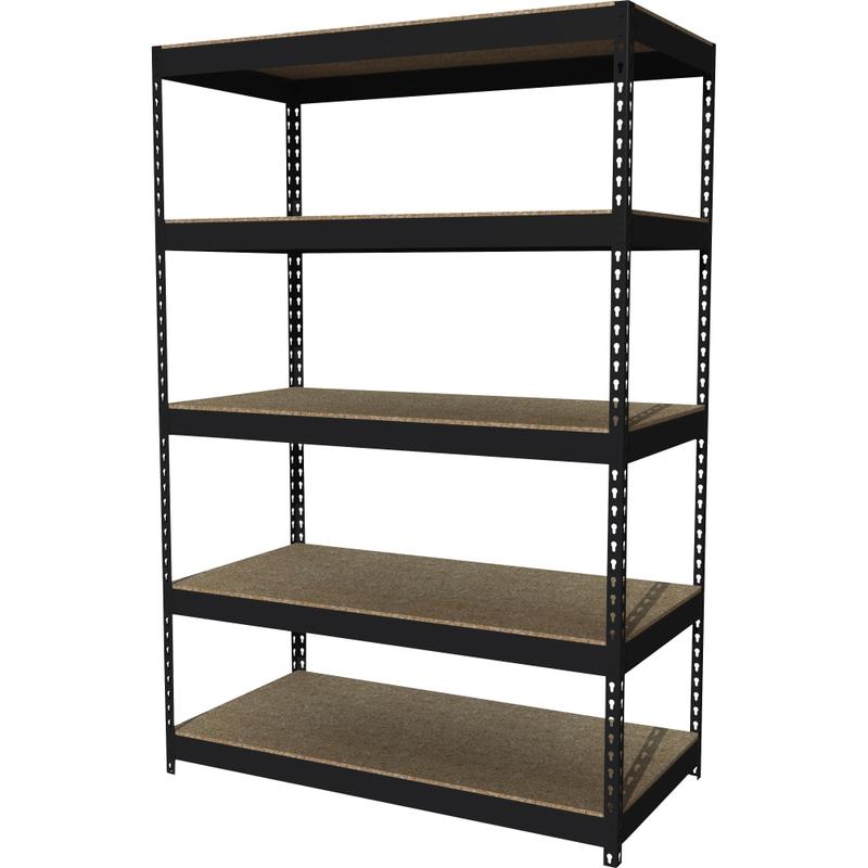 Lorell 5-Shelf Riveted Steel Shelving, 72inH x 48inW x 24inD, Black MPN:60624