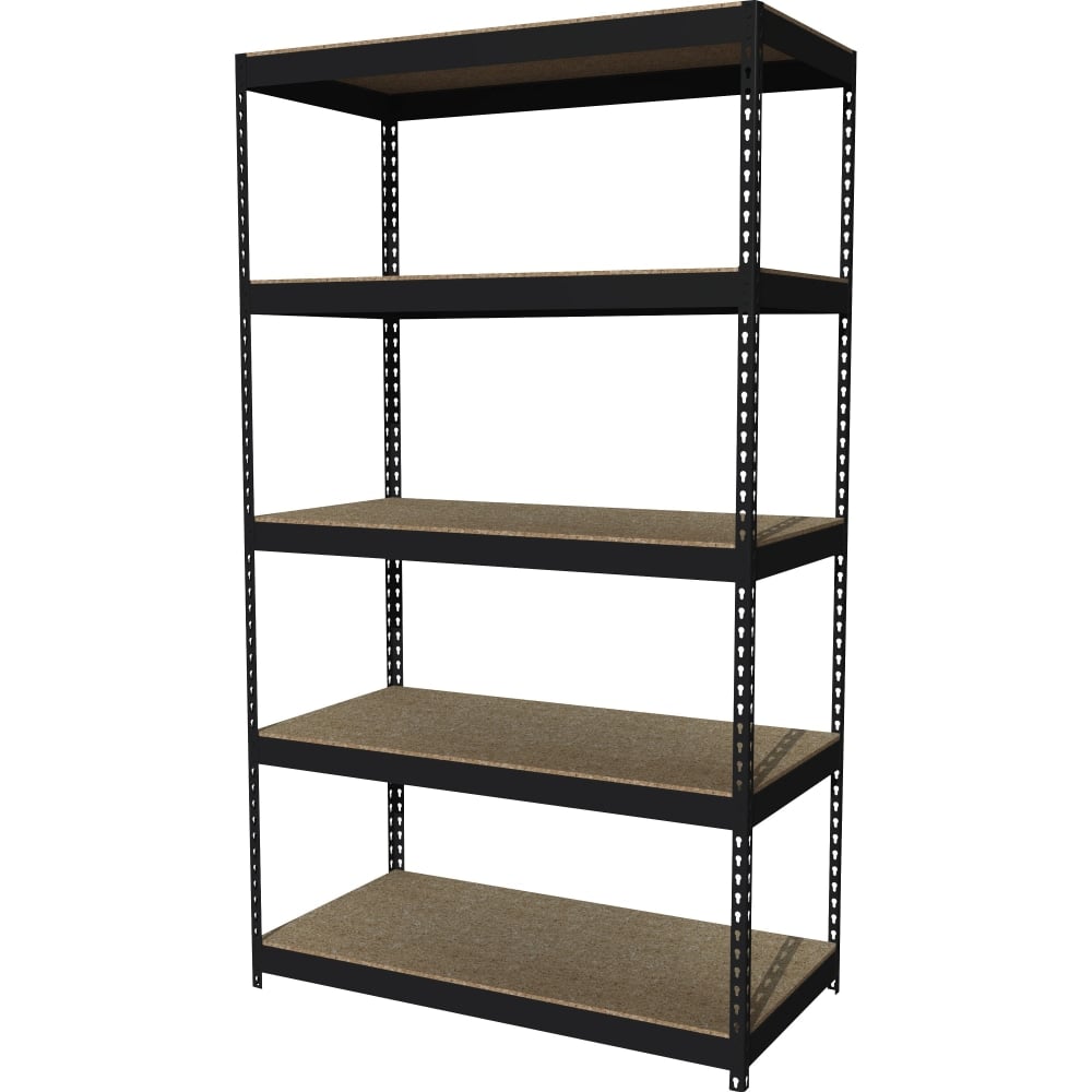 Lorell 5-Shelf Riveted Steel Shelving, 84inH x 48inW x 24inD, Black MPN:60648