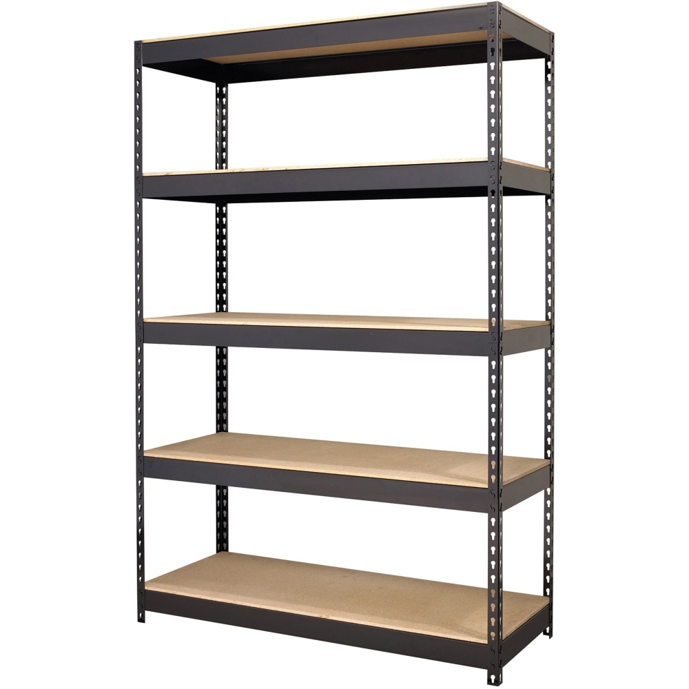 Lorell 5-Shelf Riveted Steel Shelving, 72inH x 48inW x 18inD, Black MPN:61622