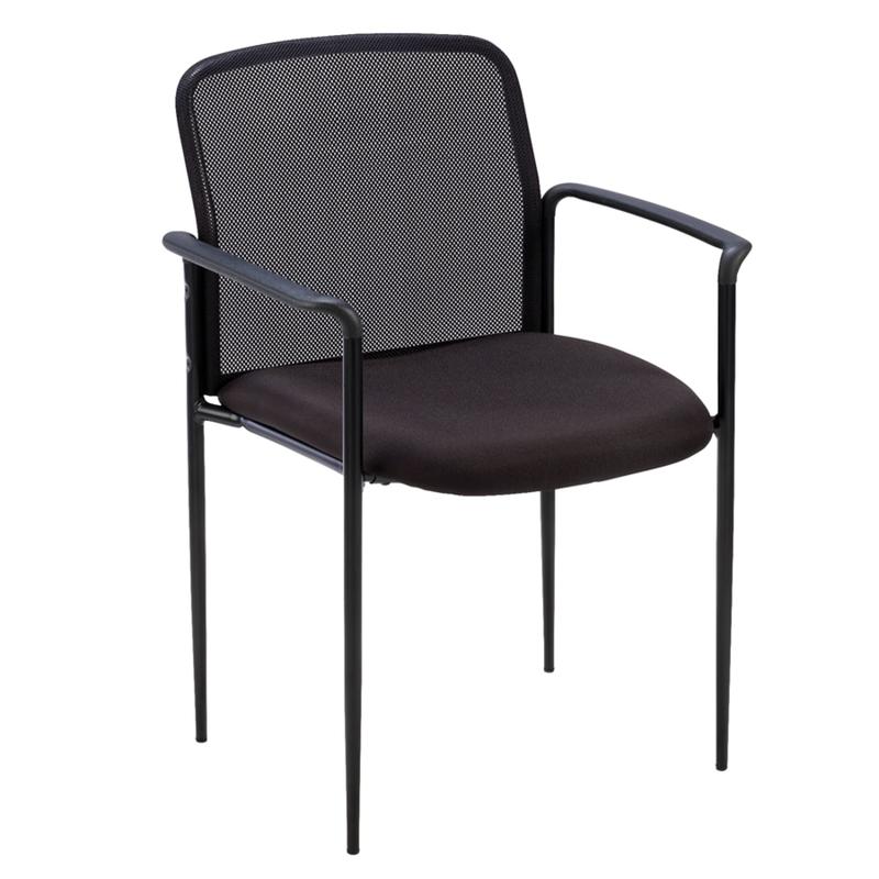 Lorell Mesh Seat, Mesh Back Stacking Chair, 18 1/2in Seat Width, Black Seat/Black Frame, Quantity: 1 MPN:69506