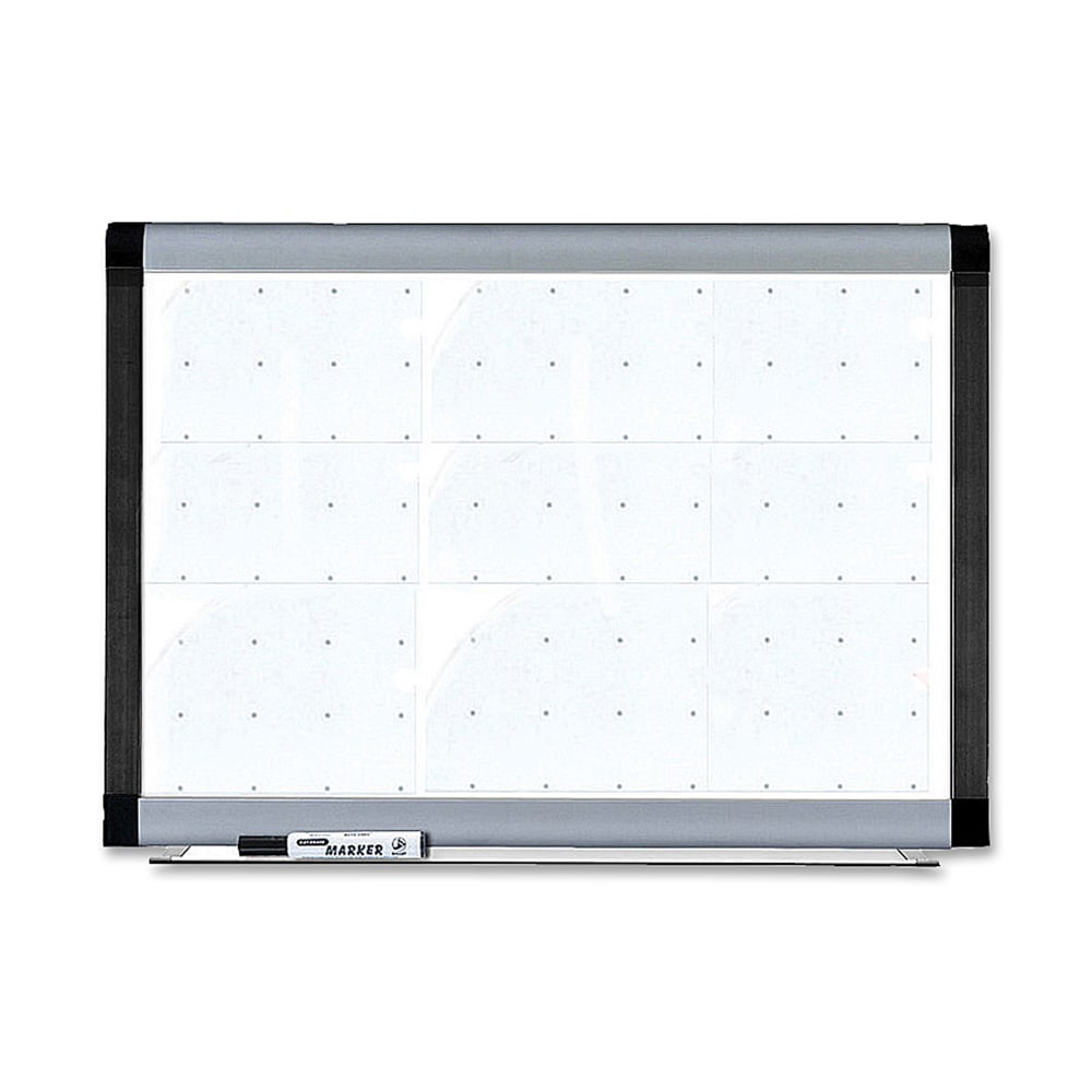 Lorell Magnetic Unframed Dry-Erase Whiteboard With Grid Lines, 48in x 36in, Ebony/Silver Metal Frame MPN:69652